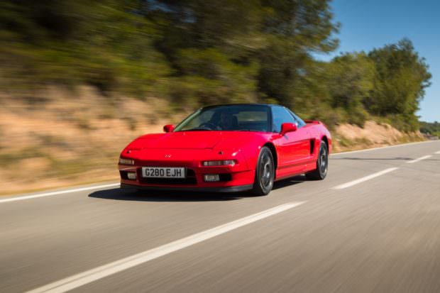 Red Honda NSX driving